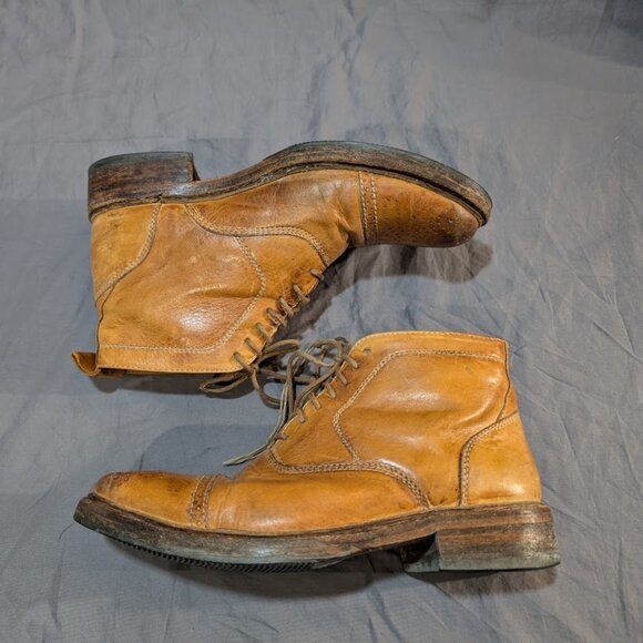 Jose Markham Brogue Tan Leather Cap Toe Ankle Boots Men Size 8 - Picture 9 of 10